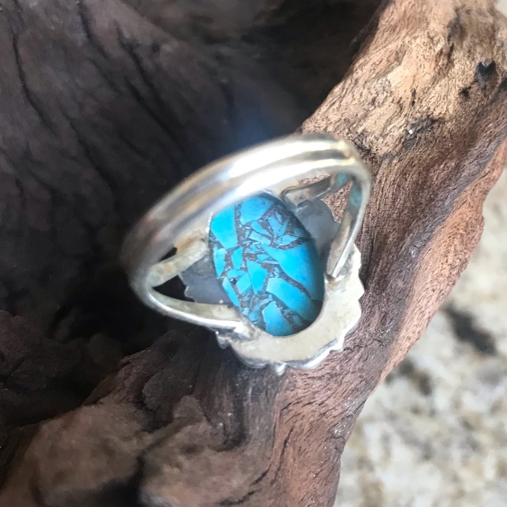 Copper Turquoise Sterling Silver Ring - image 4